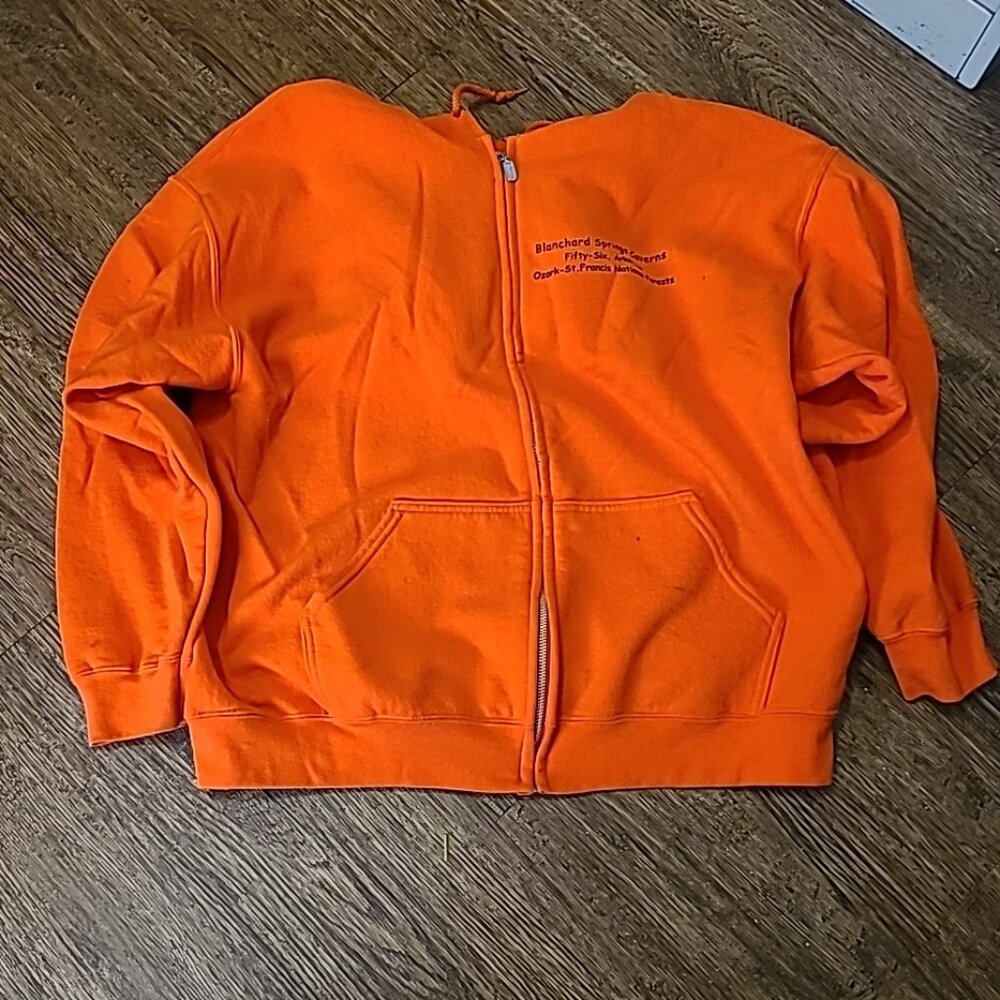 Gildan Hoodie Fleece Jacket Men's XL Orange Pre-Owned Casual Outdoor Travel